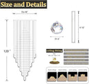 Flashing God D48''X H120''High Ceiling Chandelier Crystal Raindrop Gold Chandeliers Large Villa Chandelier Entrance Foyer Hight Ceiling Lighting LED Dimmable 2700K-4500K-6000K 24 LED Bulbs Include by CozyNest Decor