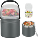 2 - in - 1 Soup Thermo for Hot Food 14oz with Snack Box Container Leak Proof Insulated Lunch Container Kids and Adults Stainless Steel Double Wall Vacuum Wide-mouth Thermal with Spoon and Handle by TinyTreasures Baby Boutique
