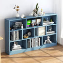 IOTXY Open Shelf Low Bookcase - Wooden 3-Tier Floor Standing Display Cabinet Organizer with Base, 10 Cubes Short Horizontal Bookshelf in Bright Blue by CozyNest Decor