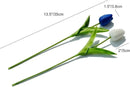 Mandy's Artificial Tulips 20 Stems Blue and White PU Faux Flowers for Wedding Home Decor 13.5 Inch by CozyNest Decor