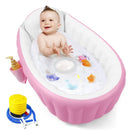 PandaEar Baby Inflatable Bathtub, Portable Travel Baby Infant Bath Tub Toddler Bathtub with Air Pump, Foldable Non-Slip Shower Basin Mini Air Swimming Pool for Newborn (Pink) by TinyTreasures Baby Boutique