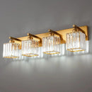 Modern Vanity Light 4-Lights Modern Gold Brushed Brass Finish Crystal Wall Light Bathroom Vanity Light Fixtures by CozyNest Decor