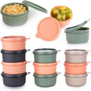 Set of 12 Small Round 9 oz Deli Containers with Lids, Airtight Leakproof Reusable Food Storage, Plastic To Go Bento Box, Mini Lunch Box, Snack Storage Bowl, for Kitchen, Picnic (12) by TinyTreasures Baby Boutique