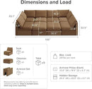 mopio Oversized Modular Sectional Sofa with Fully Removable Covers and Storage, Convertible U, L-Shaped and Sleeper Sectional, Modern Couches with Ottoman Chaise (Hazelnut Velvet, 8 Seats, Sleeper) by CozyNest Decor