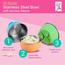 Elk and Friends Stainless Steel Bowls with Silicone Sleeve for Babies & Toddlers | Lids Included | Stay Put Suction | Cereal & Snack Bowls | 4 Pack by TinyTreasures Baby Boutique