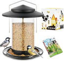 iBorn Metal Bird Feeders for Outdoors Hanging,Wild Bird Feeders for Cardinal,18cm Large Roof&Tray Black 6 Port (Seed is not Included) by CozyNest Decor