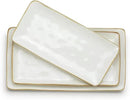 famiware Serving Platter, Rectangular 15.67/14.1/12.6inch Serving Dishes for Entertaining, Microwave Dishwasher Safe, Stoneware Serving Trays for Party, Turkey, Cheese, Ocean Series, Vanilla White by CozyNest Decor