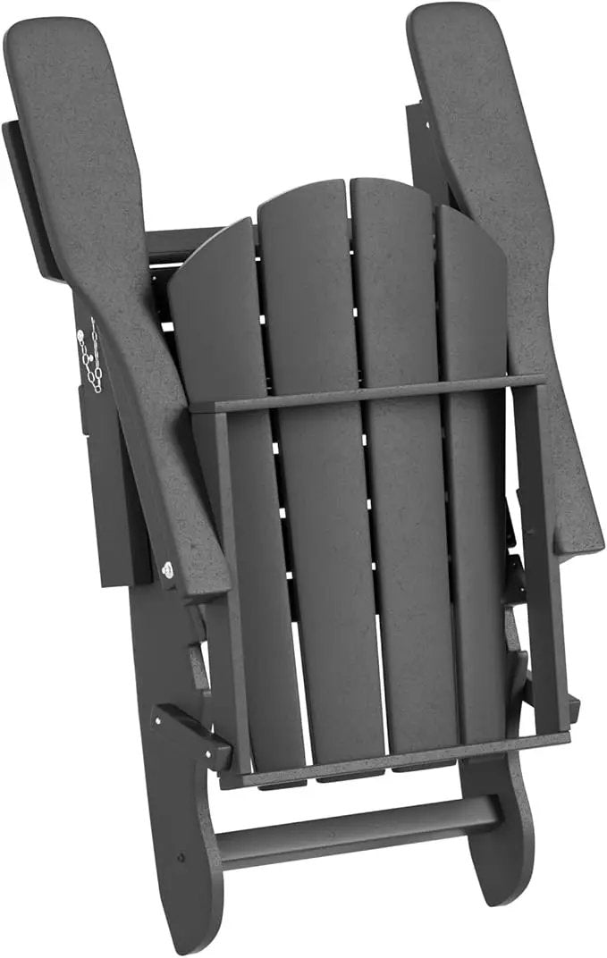WO Home Furniture Adirondack Chair Table Set of 2 PCS Outdoor Folding Chair w Side Table Weather/UV Resistant for Lawn, Garden, Bon Fire, Balcony (Grey), photo 5 of 10