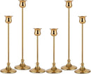 Taper Candle Holder Tall Vintage Metal Candlestick Holders Candle Stick Candelabra for Halloween Thanksgiving Christmas Holiday Wedding (Gold, 2 Sets (6 pcs)) by CozyNest Decor