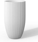 Kante 24 Inch Tall Round Concrete Planter, Large Indoor Outdoor Plant Pots with Drainage Hole and Rubber Plug, Modern Decorative Garden Pots for Home Patio Porch, Textured White by GreenHaven Gardens