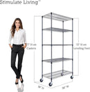 36"x18"x72" Prime Heavy Duty Black 5-Tier Wire Shelving NSF 4000 LBS MAX Capacity Storage Rack for Commercial, Hospital, School, Garage, and Kitchen Uses (with Wheels) by CozyNest Decor