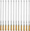 12 Pack Kabob Skewers BBQ Barbecue Skewers Stainless Steel Sticks 23.5 Inch Heavy Duty Large Wide Reusable with Nonslip Wooden Handle Ideal for Shish Kebab Chicken Shrimp and Vegetables by GreenHaven Gardens