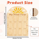 ORIGACH My First Year Baby Growth Photo Display Wood Board - 12 Months Newborn Milestones Photo Board - Neutral Baby Keepsake Frame 1st Birthday Party Nursery Decor New Mom Gift - Sun & Cloud by TinyTreasures Baby Boutique