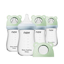 Natural Glass Baby Bottle for Breastfeeding Babies, 8oz Anti-Colic Baby Bottle with Natural Response Nipple(M), Clear, Wide Neck, 4 Pack, 3 Months+ by TinyTreasures Baby Boutique