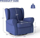 Swivel Rocker Recliner Chair Set of 2, Nursery Glider Chair, Nursery Rocking Chairs, Manual Reclining Chair, Blue by TinyTreasures Baby Boutique