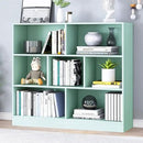 IOTXY Open Shelf Low Bookcase - Wooden 3-Tier Floor Standing Display Cabinet Organizer with Base, 7 Cubes Short Horizontal Bookshelf in Tiffany-Green by CozyNest Decor