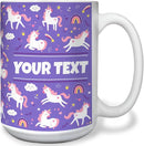 Personalized Mug for Kids - Purple Unicorn - Custom Name/Text, Ceramic Hot Chocolate/Cocoa/Coffee Cup for Girls, Birthday/Christmas/Holiday Gift - 15 oz, White Handle by TinyTreasures Baby Boutique