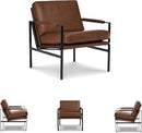 Signature Design by Ashley Puckman Mid-Century Modern Leather Accent Chair, Brown by CozyNest Decor