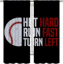 Baseball Blackout Curtains for Boy Girl Room Darkening Decor,Sport Theme Red and White Motto Dark Bedroom Living Room Home Rod Pocket Thermal Insulated Window Curtain/Drapes Panel,55x63 Inch… by TinyTreasures Baby Boutique