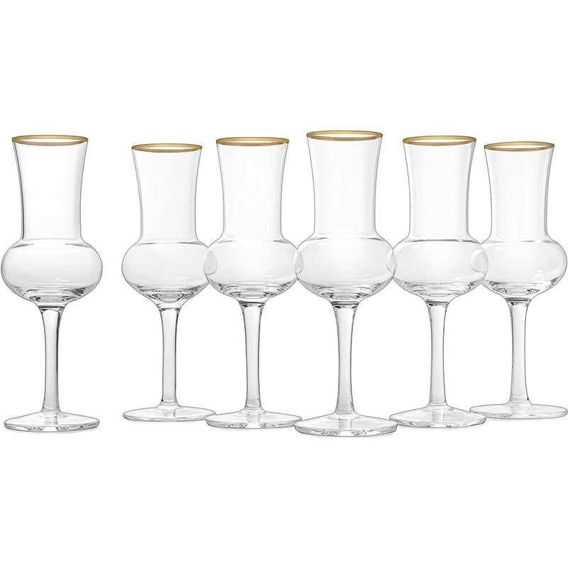 The Wine Savant Crystal Set of 6 Grappa Glasses 3oz Post Dinner Drinks, Italian Tulip Shape, Tasting Glasses, Perfect For Nosing and Sipping, Glasses for Absinthe, Aperol, Sherry, Aperitif, Scotch