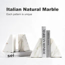 Marble Book Ends White, Heavy Duty Book Ends for Shelves, Decorative Natural Book Stopper，Unique Decorative Bookend for Home Shelves Calacatta Natural Marble Bookend, Set of 2 by CozyNest Decor