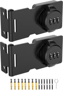 3.5Inch Mechanical Password Rotary Hasp Latch Locks, 3-Digit Cabinet Combination Lock for Small Doors, Cabinets, Barn Door, Closet, Kitchen Drawers, Cupboard (Black -2pcs) by TinyTreasures Baby Boutique