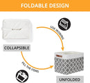 DULLEMELO Foldable Nursery Storage Baskets Canvas Storage Bins for Organizing 2 Pack Collapsible Home Organizer With Leather Handles (White&Lattice Grey) by TinyTreasures Baby Boutique