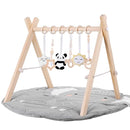Wooden Baby Play Gym with Mat,Foldable Activity Gym for Newborns 0-12 Months,6 Hanging Sensory Toys for Infant Development,Montessori Toys for Baby Boys & Girls Shower Gift (Elephant) by TinyTreasures Baby Boutique