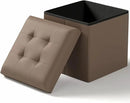15 Inches Small Folding Storage Ottoman Cube, Storage Footrest, Foot Rest Stool, for Living Room, Bedroom, Dorm, Hallway, Entryway, Brown by CozyNest Decor