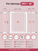 36.2" Extra Tall Baby Gate for Stairs, 29.5-46" Wide Dog Gate for Doorways, Walk Thru Auto Close Metal Child Gate for The House, Stairs and Doorways, Pet Gate Pressure Mounted Dog Gate Indoor (White) by TinyTreasures Baby Boutique