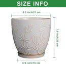 8 Inch Ceramic Pots for Plants Large Planter Pot with Drainage Hole and Saucer Round Flower Pot for Indoor Outdoor Decor, White by CozyNest Decor