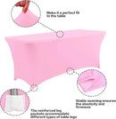 IVAPUPU 2 Pack 8FT Table Cloth for Rectangular Fitted Events Stretch Pink Table Covers Washable Cover Spandex Tablecloth Protector for Party, Wedding, Cocktail, Banquet, Festival by CozyNest Decor