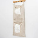 100% Linen Hanging Laundry Bag with 2 Compartments, Over the Door Laundry Hamper, Dirty Clothes Space Saving Organizer 19.7 x 47 Inches, Linen by CozyNest Decor