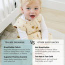 Tealbee Dreamsuit: Toddler Sleep Sack with Feet 3T 4T - 1.5 TOG Winter Baby Wearable Blanket for Walkers - Rayon made from Bamboo, Organic Cotton Sleep Bag - Cookies by TinyTreasures Baby Boutique