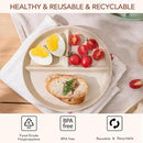 9" Unbreakable Divided Plates Set of 5, Wheat Straw Plate Reusable Dinnerware Portion Control Plates, Round Bariatric Plastic Plate for Kids Adults, BPA-free, Dishwasher Safe by CozyNest Decor