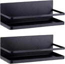 Magnetic Spice Rack Refrigerator Side Magnetic Spice Rack Kitchen Magnetic Shelf Magnetic Fridge Shelf Perfect Space Saver for Kitchen/Apartment 2 Pack (Black) by CozyNest Decor