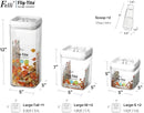 Felli Flip Tite Food Storage Container 5" LARGE 5pk Set + No Residue Label, Airtight Lid Easy Lock Top Stackable, Plastic Canister Jar for Pantry Kitchen Fridge Organizer Pasta Protein Powder Spice by TinyTreasures Baby Boutique