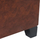 Adeco Faux Leather Storage Ottoman Bench with Wood Legs, 17.7" Square Red and Brown PU Cube Foot Stool, Upholstered Button Tufted Vanity Chair with Hinged Lid for Living Room, Bedroom, Dorm