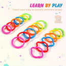 Link-to-Go Connecting Rings Toy Hanging Stroller Car Seat Crib Playmat Attach Toys Infant Newborn Boy Girl Clip On Early Education Learning Travel Accessory Set by TinyTreasures Baby Boutique