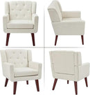Living&Giving Accent Chair Button-Tufted Upholstered Living Room Chairs Comfy Reading Mid Century Modern with Linen Fabric Lounge Arm for Bedroom (Beige) 29.33D x 28.94W x 34.65H Inch by CozyNest Decor