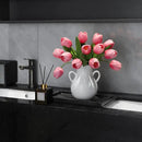 Pink Artificial Tulips, 2 Bundles 14Pcs, Fake Tulips Artificial Flowers, 2 x 2.4 Inch Large Flower Head Big Tulip, Easter Valentine's Day Mother's Day Home Decoration Flowers by CozyNest Decor