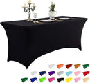 IVAPUPU 8FT Spring Table Cloth for Rectangular Fitted Events Stretch Black Table Covers Washable Cover Spandex Tablecloth Protector for Party, Wedding, Cocktail, Banquet, Festival by CozyNest Decor
