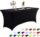 IVAPUPU 6FT Spring Table Cloth for Rectangular Fitted Events Stretch Black Table Covers Washable Cover Spandex Tablecloth Protector for Party, Wedding, Cocktail, Banquet, Festival by CozyNest Decor