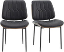 BV Mid Century Modern Dining Chairs Set of 2, Upholstered Pu Leather Accent Chair with Walnut Bentwood Back, Armless Kitchen Chair for Dining Room, Living Room, Kitchen, Black by CozyNest Decor