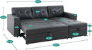 Naomi Home L-Shaped Reversible Sectional Sofa with Pull-Out Sleeper Bed and Storage Chaise, Espresso Velvet by CozyNest Decor