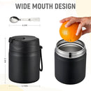 17oz Soup Thermo for Hot Food Kids Insulated Vacuum Food Jar with Stainless Steel Spoon Wide Mouth Thermo Leakproof Lunch Food Container Kids Hot Lunch Box (Black) by TinyTreasures Baby Boutique