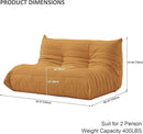 Luxury Sofa Couch Chair, Lazy Floor Seating, Fireside Bean Bag Chair, Ergonomic Tatami Sofa Lounger for Living Room, Bedroom, Office, 3 Seat, Brown by CozyNest Decor