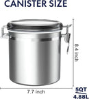 ENLOY 165oz Stainless Steel Airtight Canister for Kitchen, Large Flour Coffee Bean Tea Cereal Sugar Cookie Metal Food Storage Canisters with Clear Lid and Sturdy Locking Clamp by CozyNest Decor