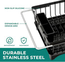 Expandable Dish Drying Rack in Sink, Adjustable Stainless Steel Rustproof Grip Handles Dish Rack Over The Sink, Dish Strainer with Drying Tray & Utensil Holder by CozyNest Decor