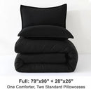 Litanika Black Comforter Full Size, 3 Pieces Boho Lightweight Solid Bedding Comforter Set, All Season Fluffy Bed Set (79x90In Comforter & 2 Pillowcases) by CozyNest Decor